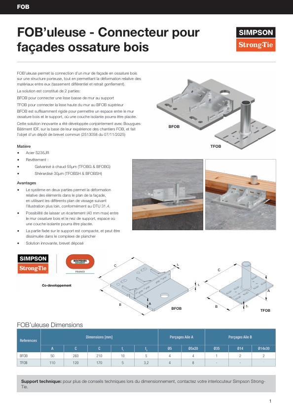 FOB'uleuse - Connecteur pour façades ossature bois