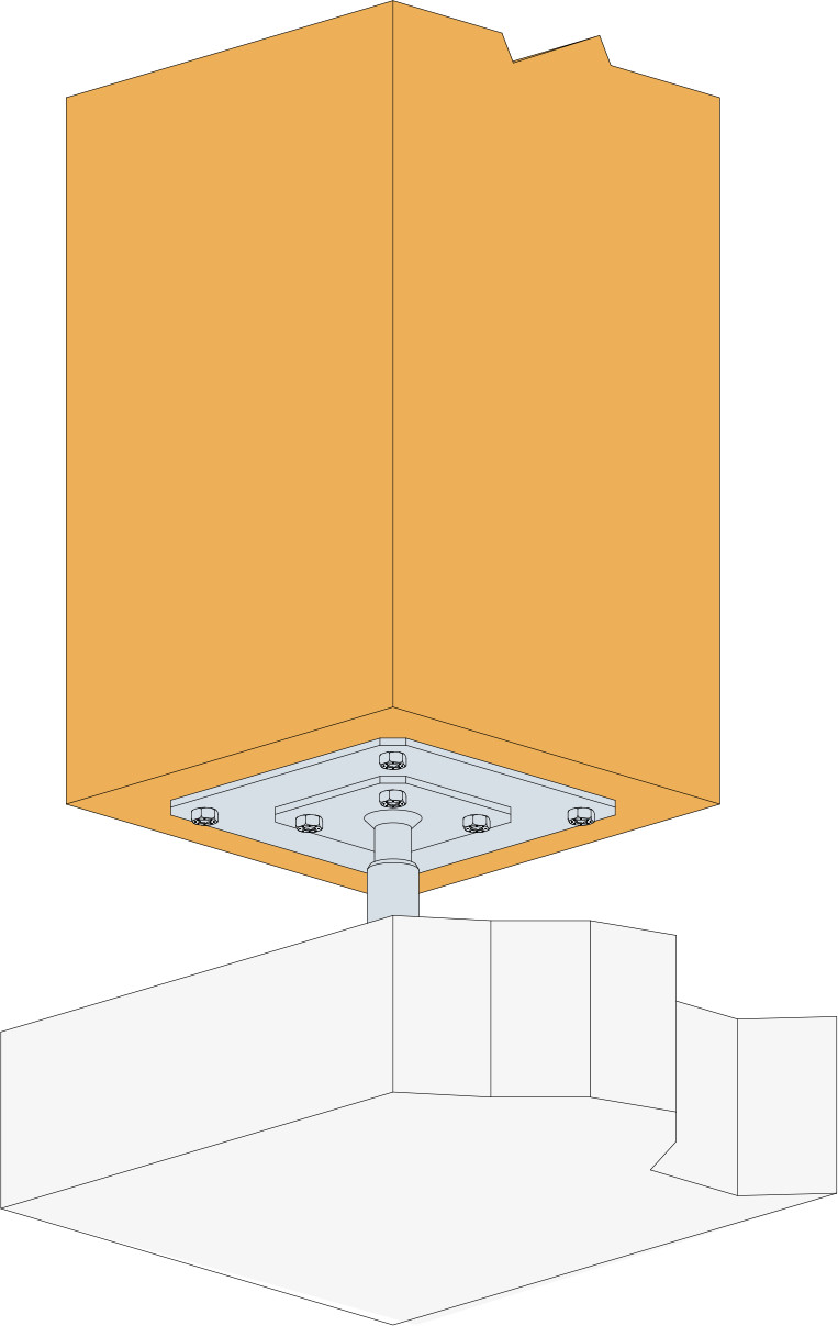 Platine à boulonner pour poteau 80x80mm hauteur 0,50m par lot de 10 Qtés