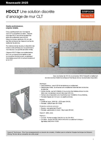 HDCLT - Ancrage faible hauteur pour CLT