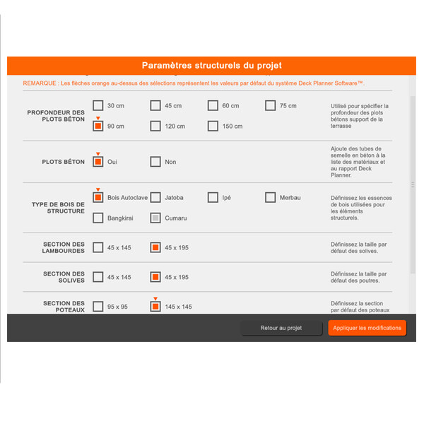 Deck Project Parameters