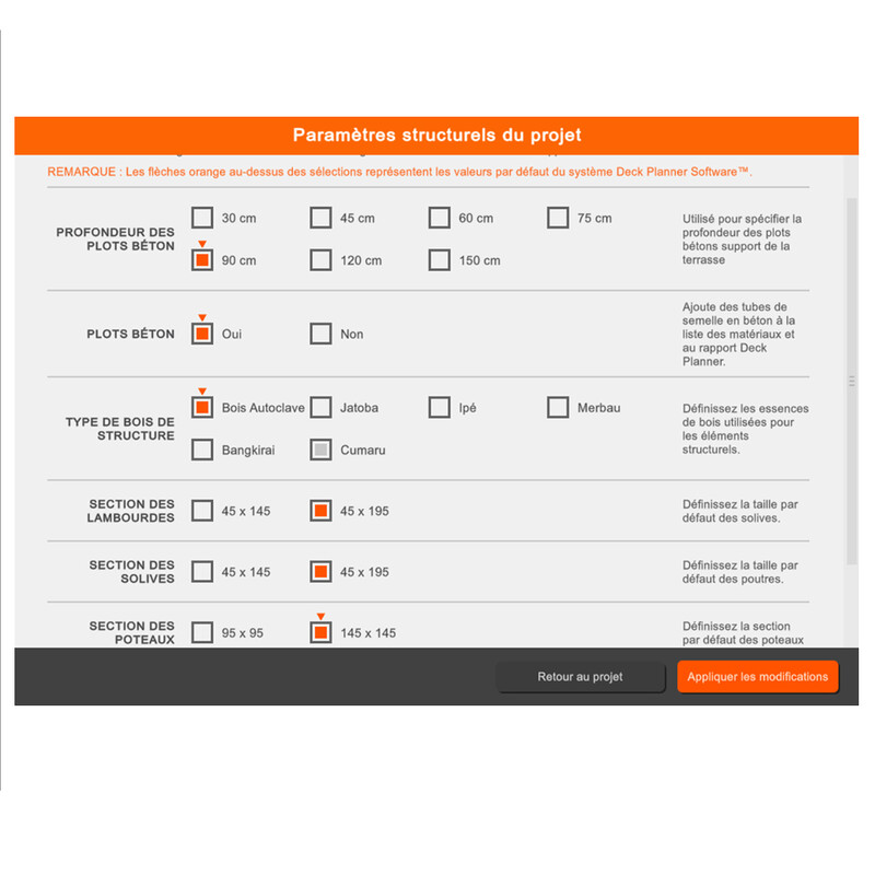 Deck Project Parameters